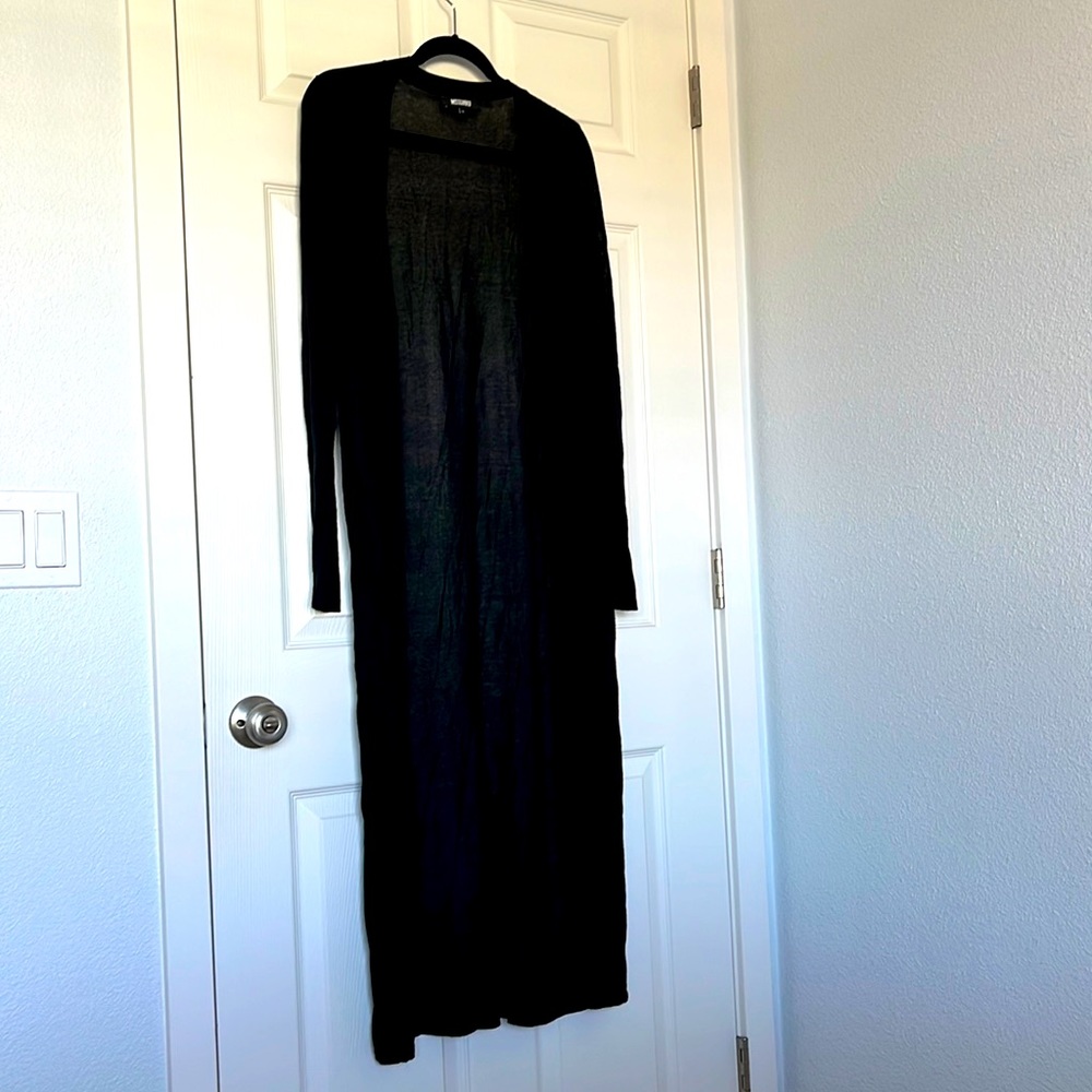 Missguided Sheer Long Black Cardigan Black